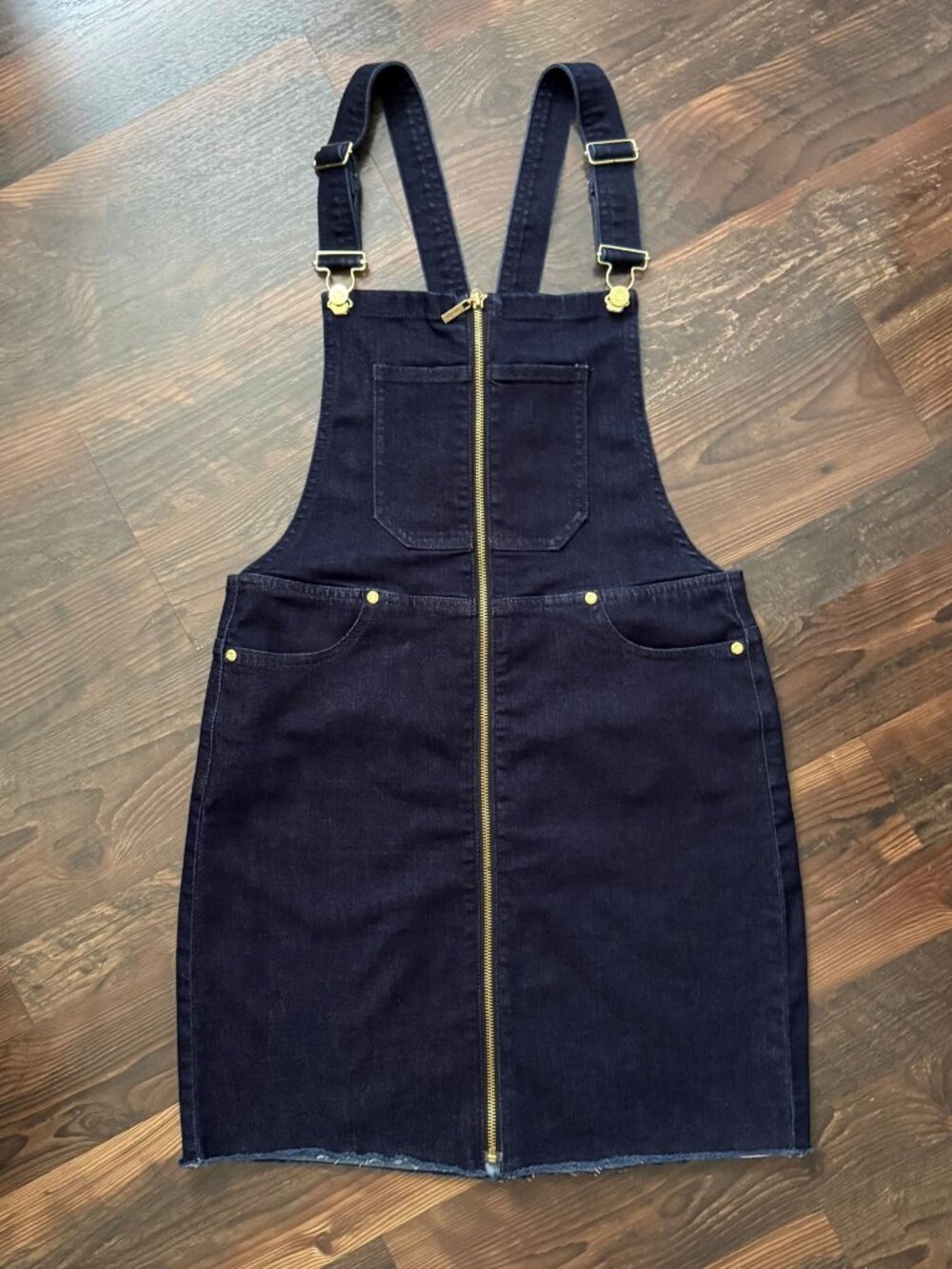 Guess Denim Zip-Front Overall Mini Dress